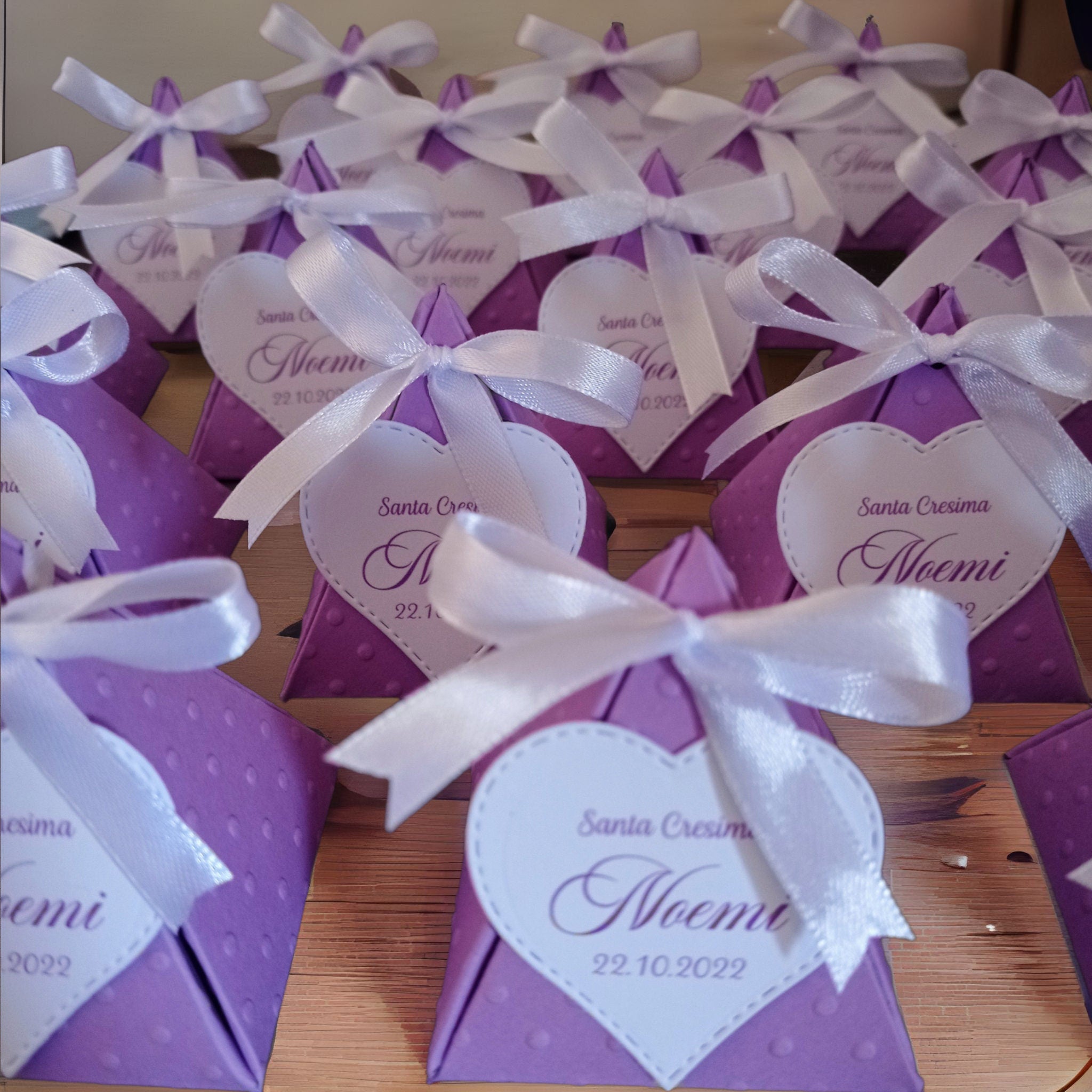 10 Scatoline portaconfetti personalizzate Battesimo Cresima Comunione Lilla